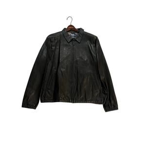 VTG NWT Polo Ralph Lauren Jacket Mens Black Leather Full Zip XL
